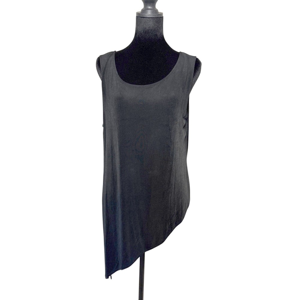 Chico's Travelers Black Asymmetrical Sleeveless Scoop Neck Top Size 2 Large